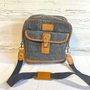 Cambridge carryon bag luggage gray tweed brown travel bag
